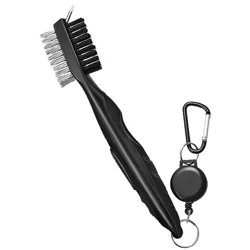 Dual Club Brush w/ Retractable Clip (Black)